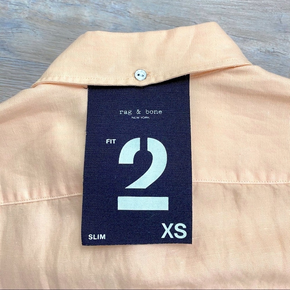 Rag & Bone Fit 2 Tomlin Linen Shirt in Peach - Picture 12 of 16